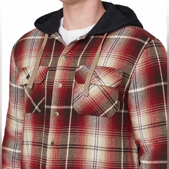 NWT Legendary Outfitters Men’s Flannel Hoodie Shirt Jacket Size: L (Red) - Picture 6 of 11